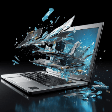 image of a laptop computer broken in Clayfied
