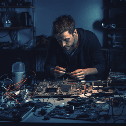 image of a highly skilled technician repairing computer laptop in Balmoral