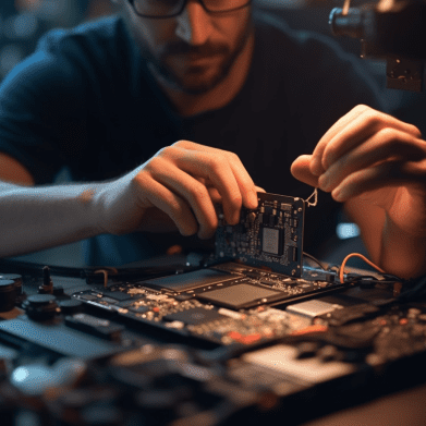image of a highly skilled technician repairing computer in Brisbane