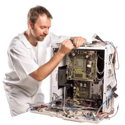 image of a skilled technician repairing computer in Brisbane