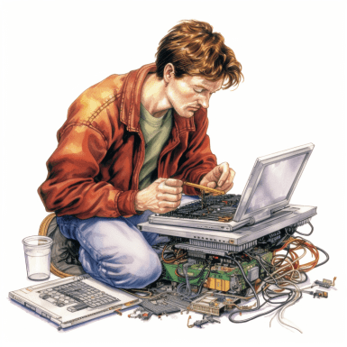 image of a technician fixing computer laptop in Bald Hills