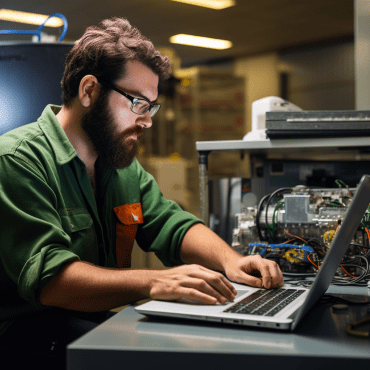image of a skilled technician fixing computer laptop in Bridgeman downs