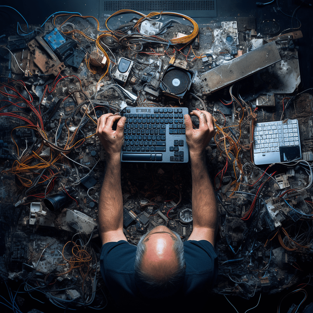 image of a technician with a computer broken hardware in Macgregor