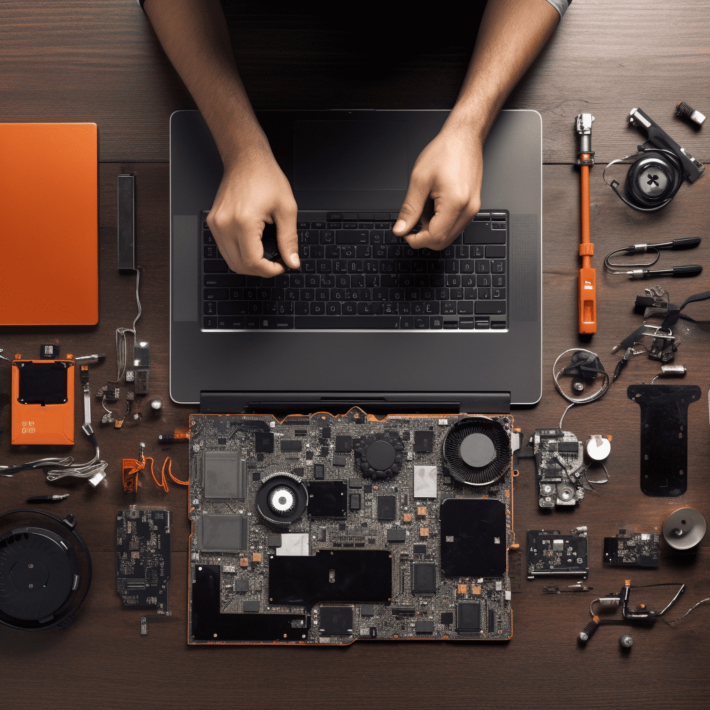 Image of a technician fixing a laptop in Nathan.
