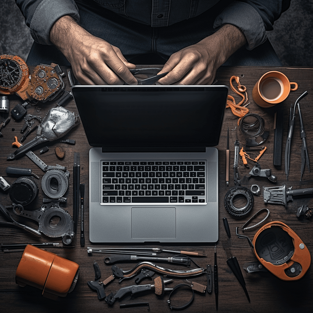 Image of a computer technician repairing laptop in Newmarket.