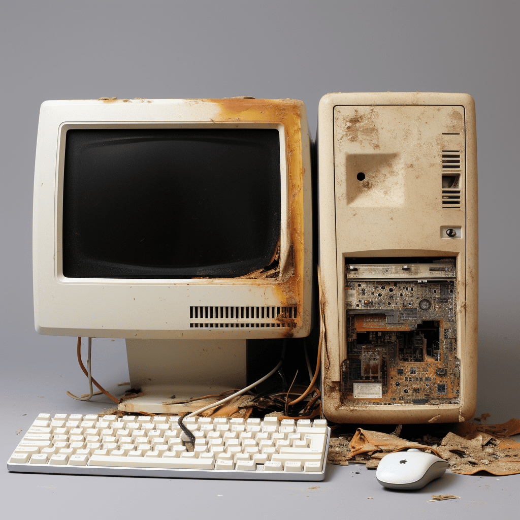 Image of a damage and old computer in Salisbury