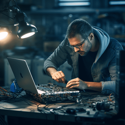 image of a skilled technician repairing laptop in Carole Park