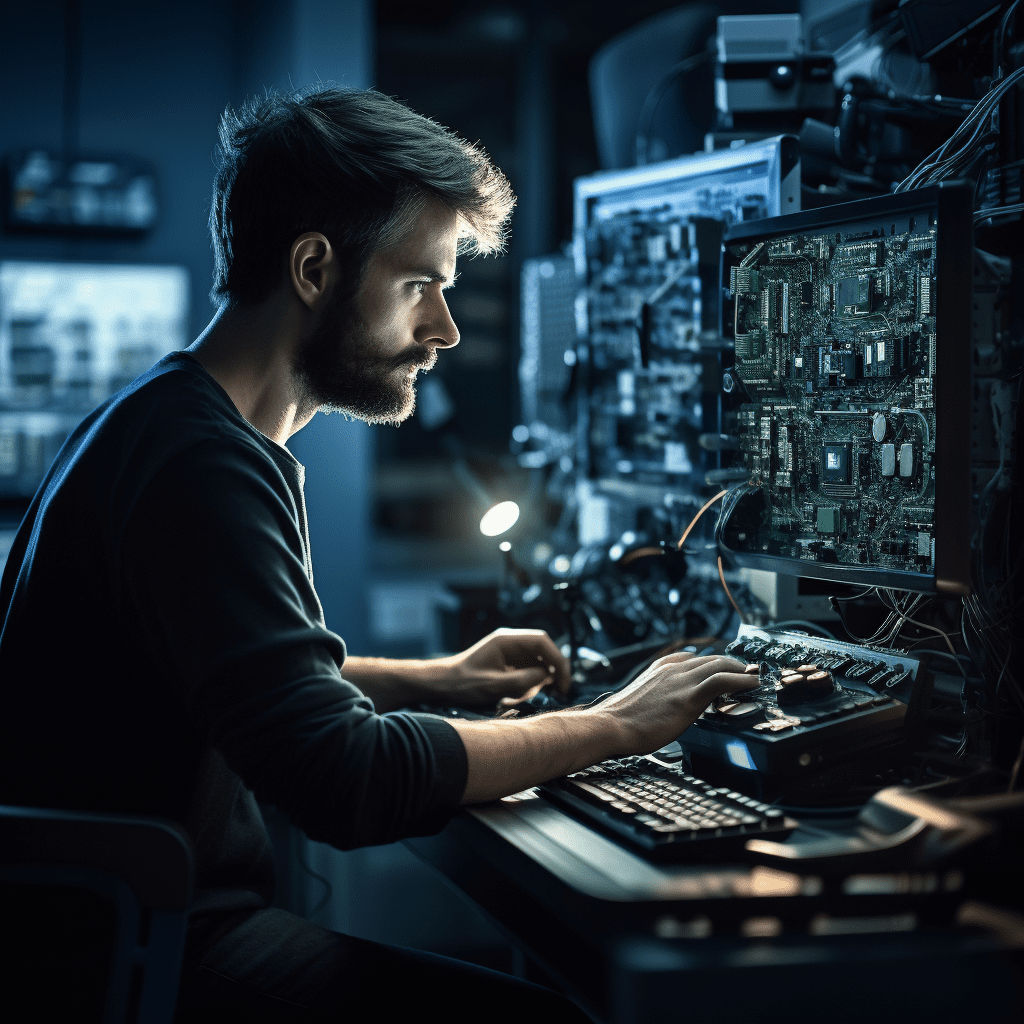 Image of a  skilled technician fixing computer in Sumner.