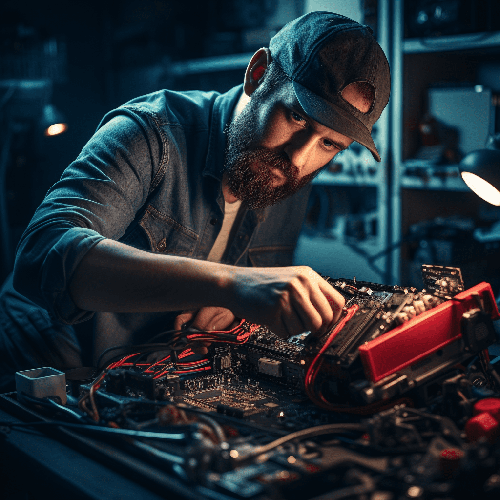 Image of a skilled computer technician repairing computer in Sunnybank Hill.