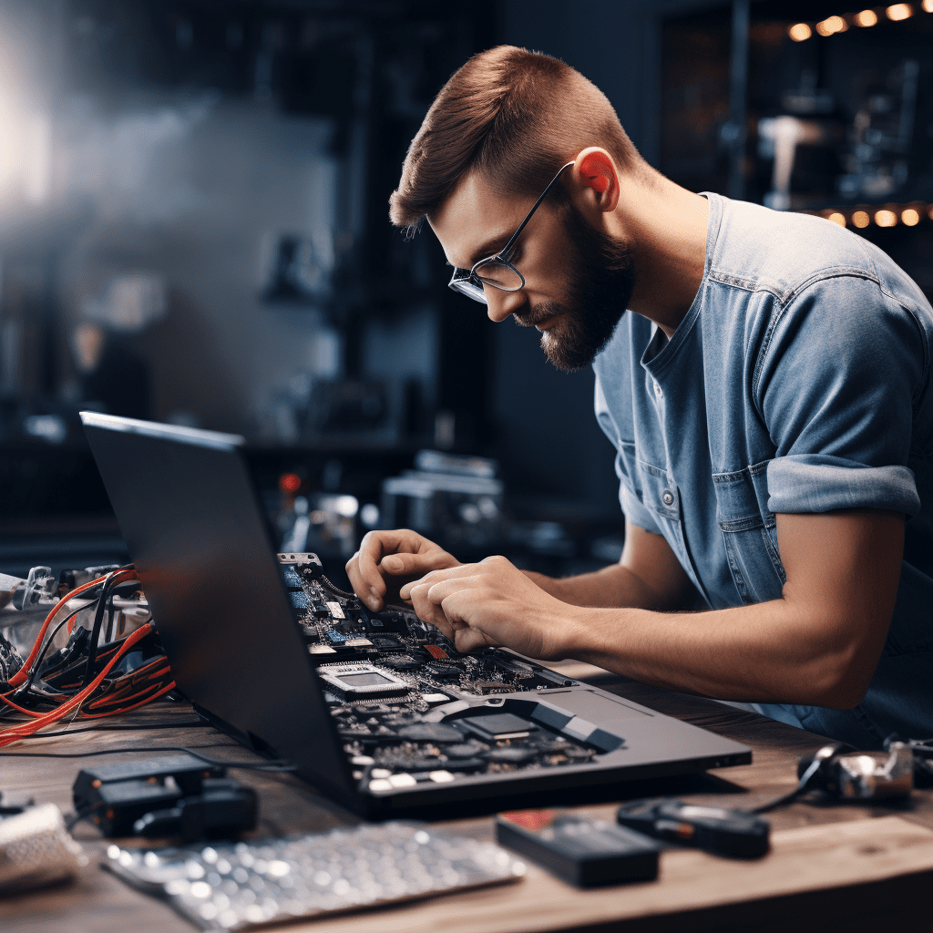 image of an expert technician fixing a computer in Tennyson.