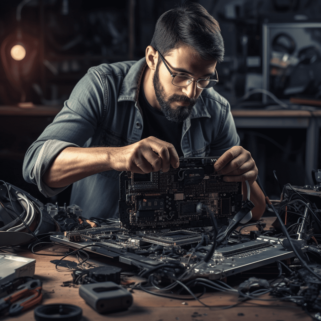 image of an technician repairing a computer in Tennyson.