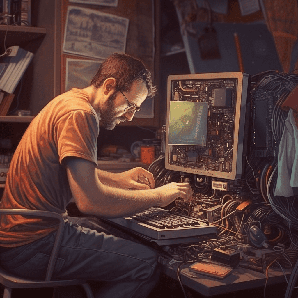 image of a computer technician fixing computer in Hendra