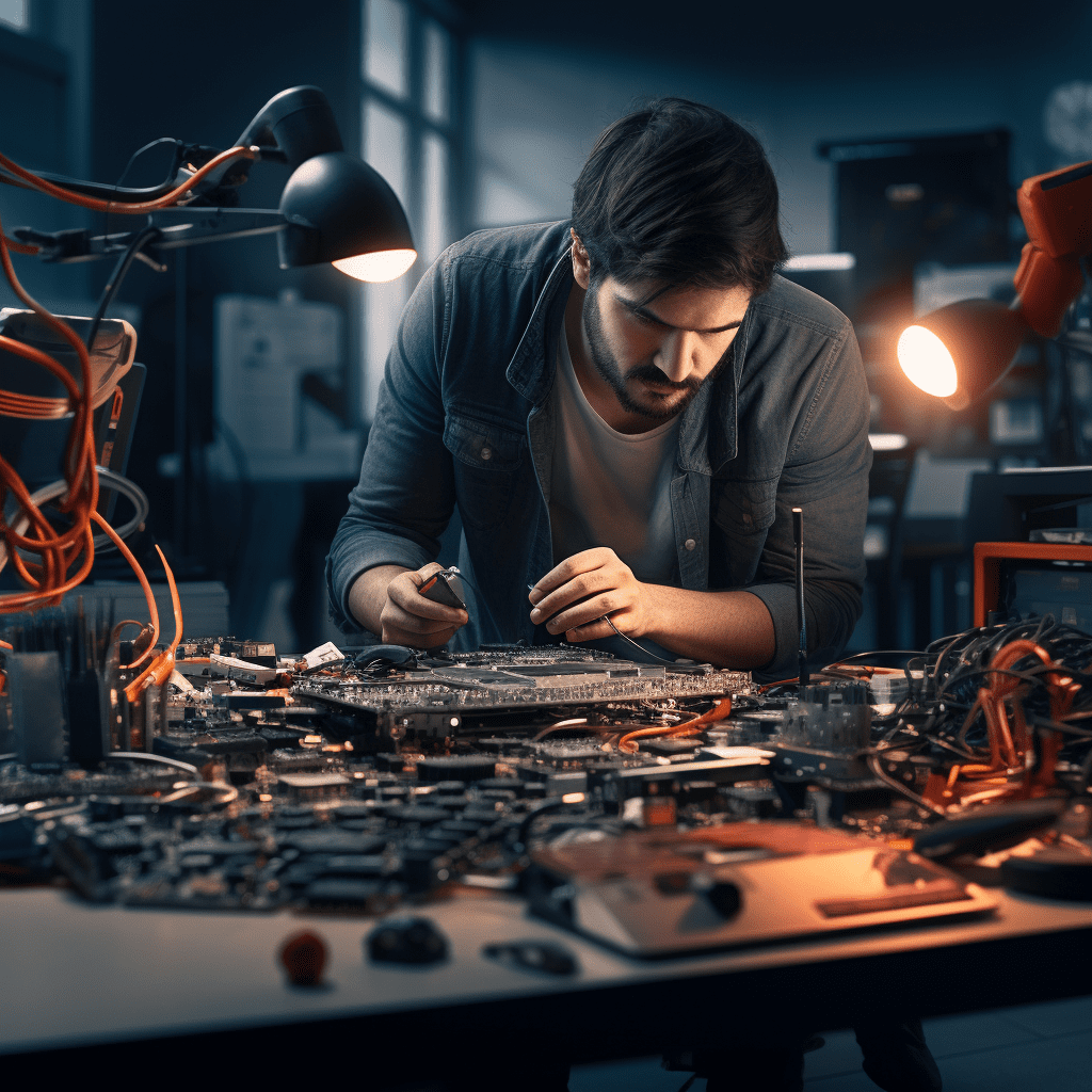 image of an expert technician repairing computers in Inala.