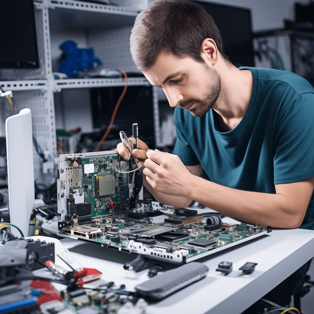 image of a technician repairing a computer in Burpengary East.