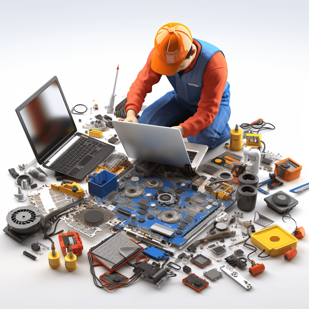 Image of a technician fixing computer in Yeerongpilly.