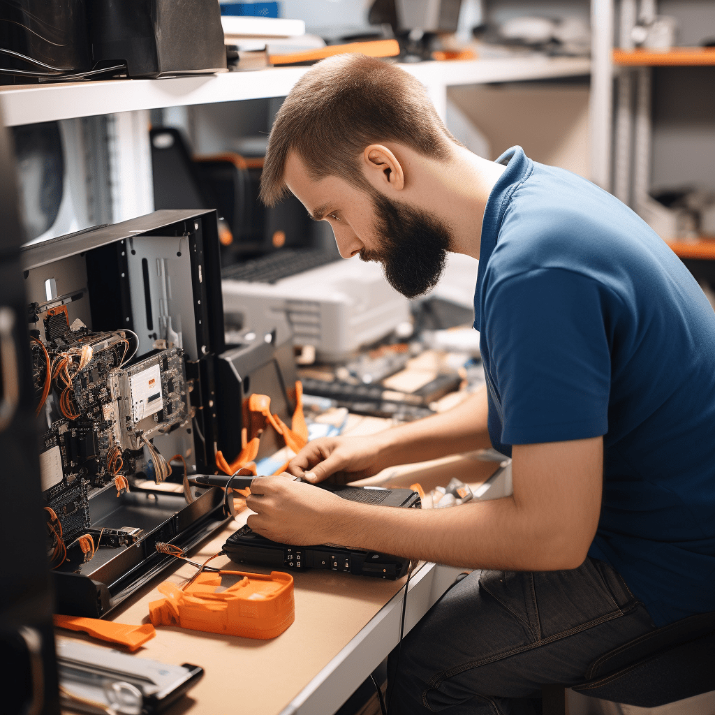 image of a skilled computer technician repairing computer in Clontarf