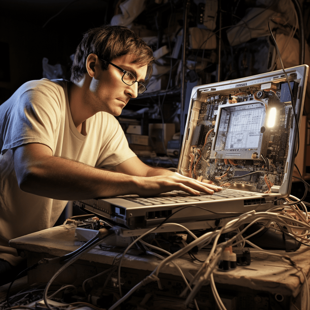 Image of a technician repairing laptop in Wishart.