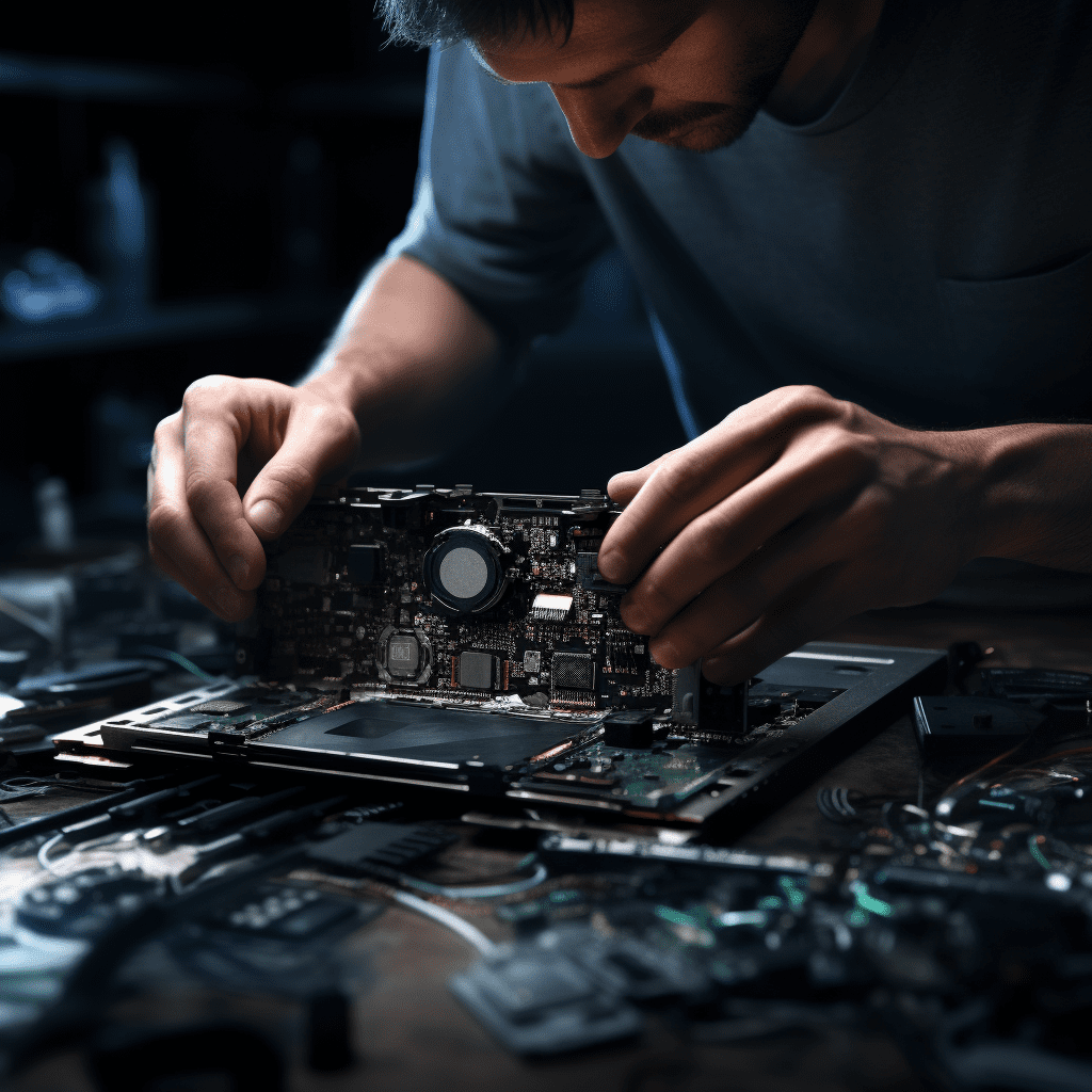 Image of a technician repairing computer in Wilston.