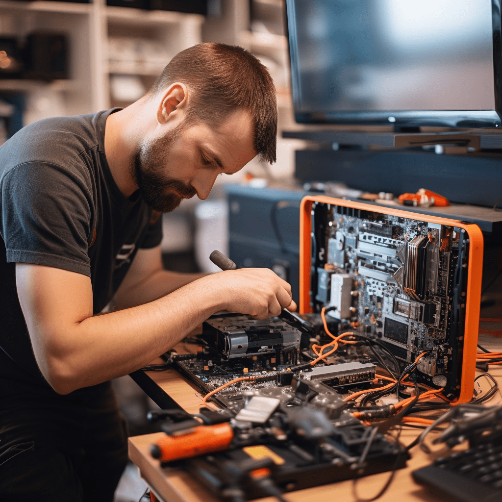 Image of an expert  technician repairing a computer in Petrie.